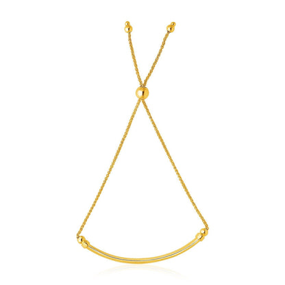 14k Yellow Gold Smooth Curved Bar and Lariat Style Bracelet Bids.com
