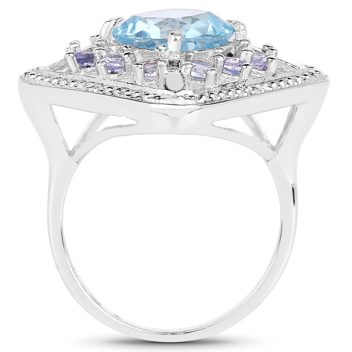 4.24 Carat Genuine Blue Topaz and Tanzanite .925 Sterling Silver Ring Bids.com