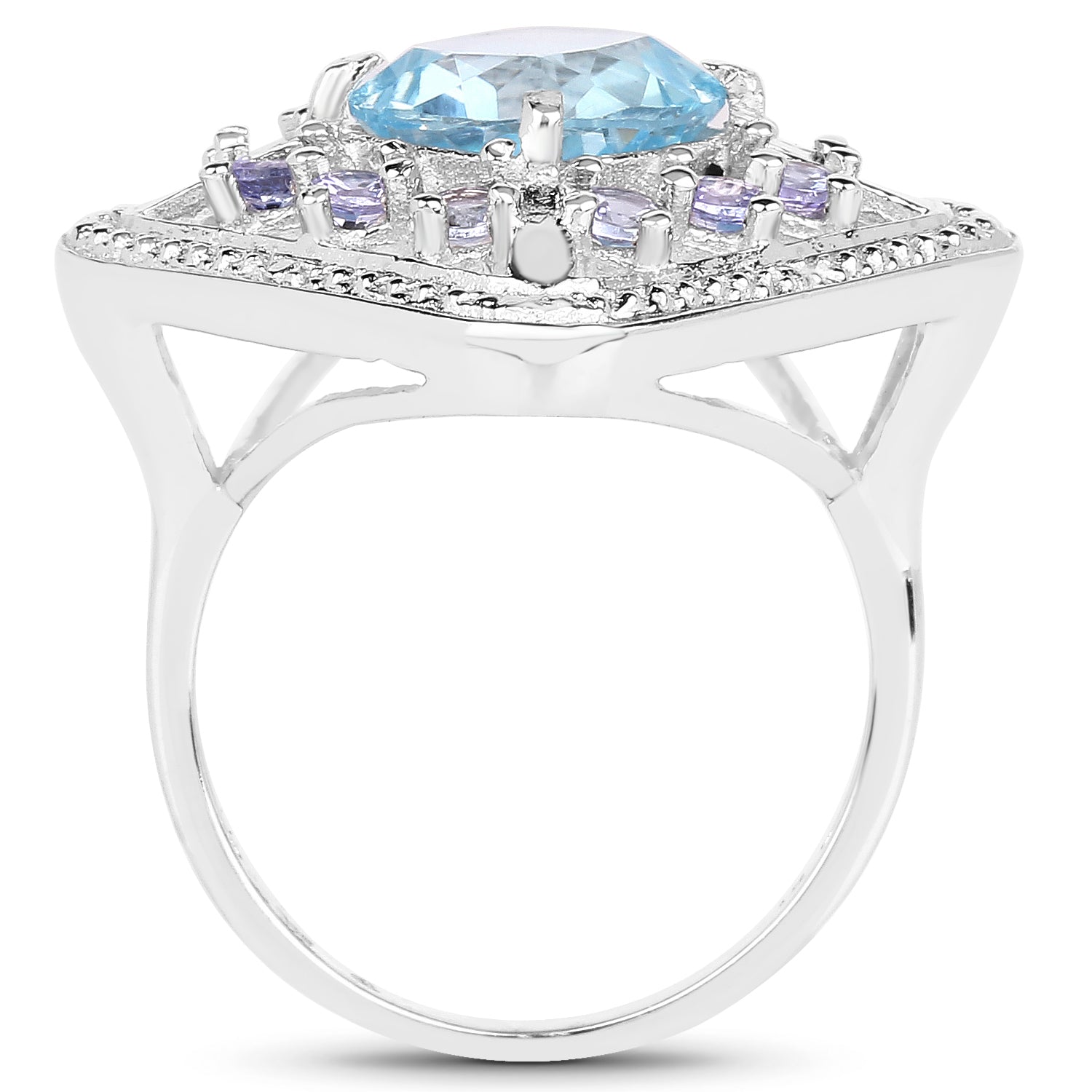 4.24 Carat Genuine Blue Topaz and Tanzanite .925 Sterling Silver Ring Bids.com