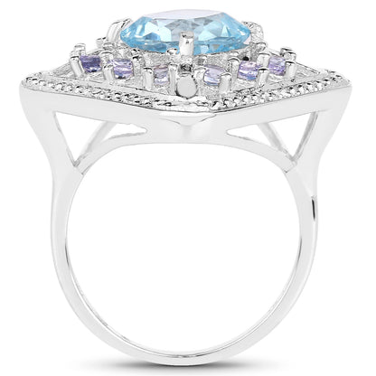 4.24 Carat Genuine Blue Topaz and Tanzanite .925 Sterling Silver Ring Bids.com