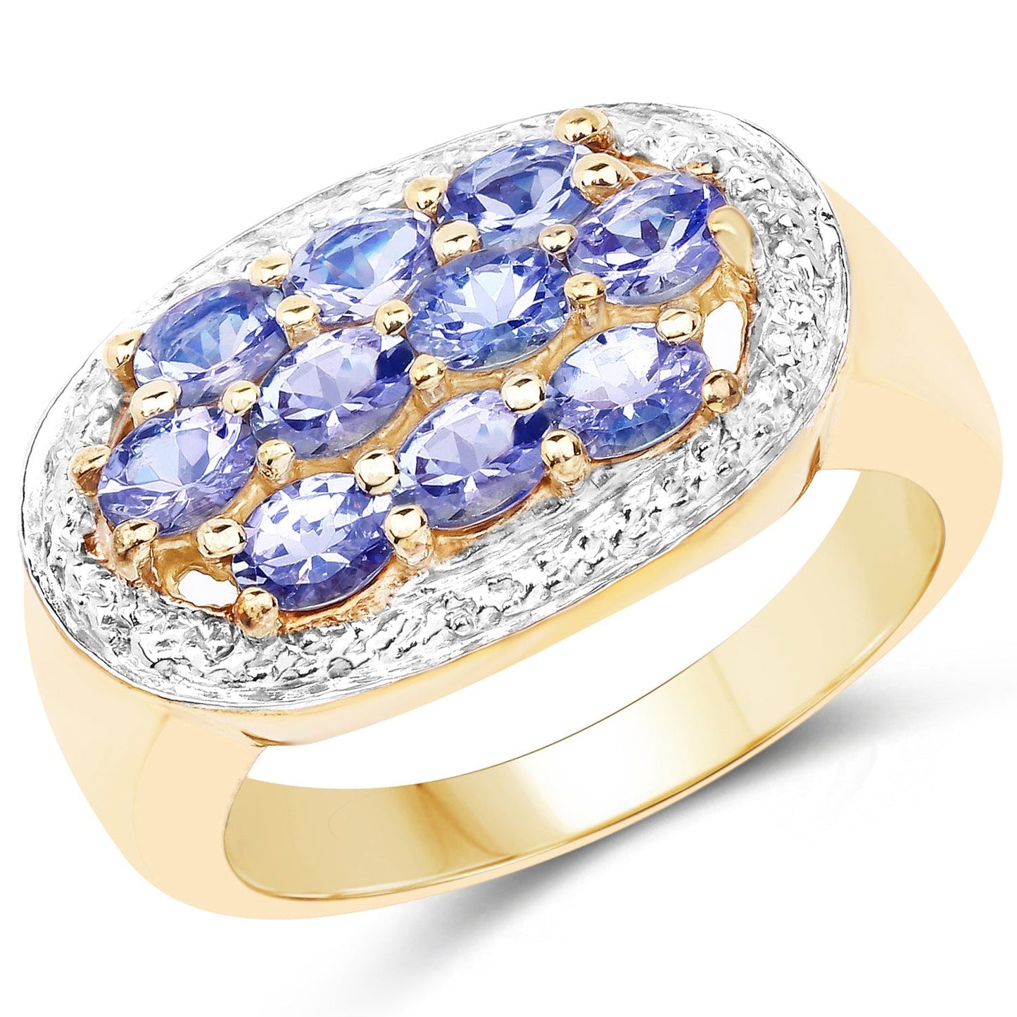 14K Yellow Gold Plated 1.70 Carat Genuine Tanzanite .925 Sterling Silver Ring Bids.com