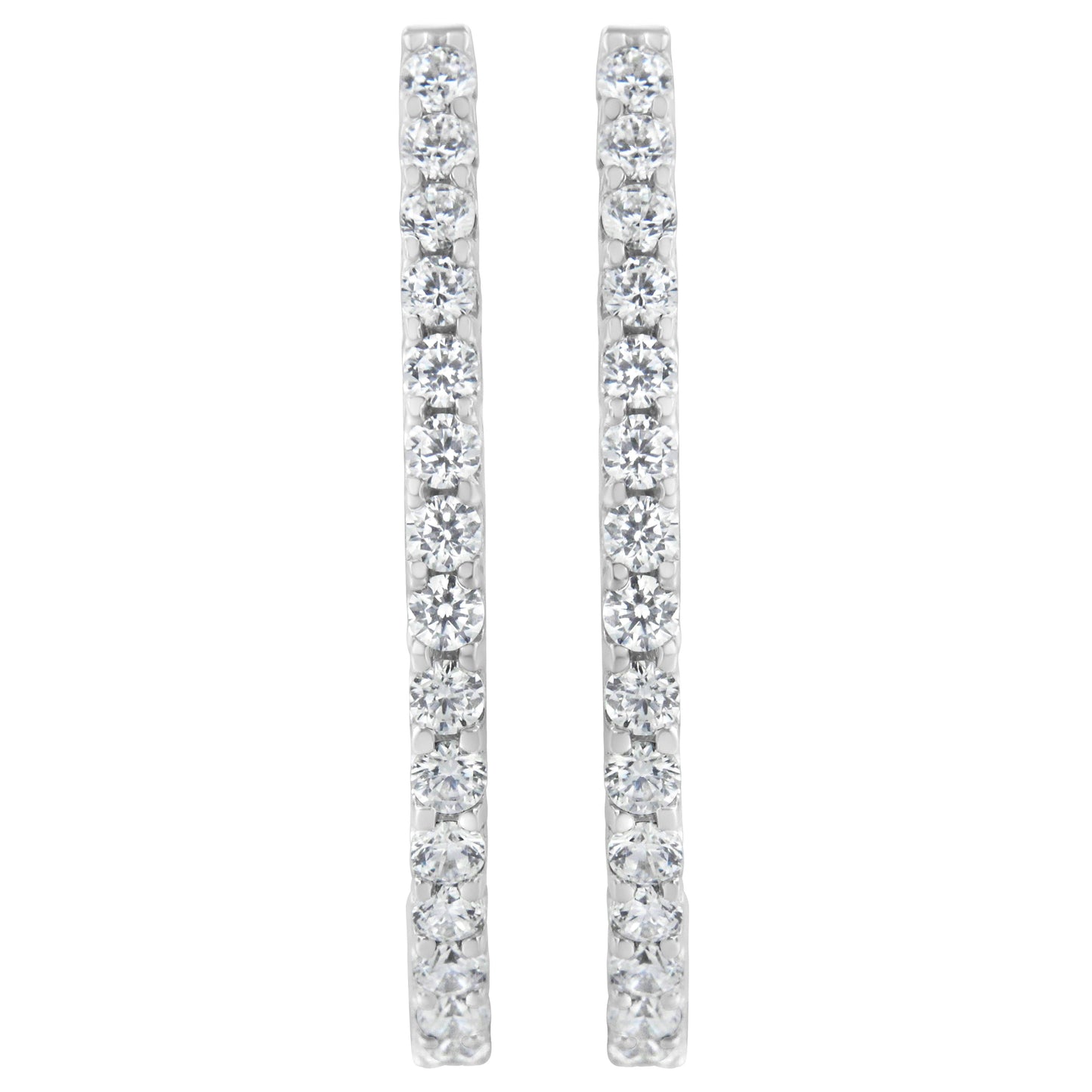14K White Gold 2.0 Cttw Round Brilliant Cut Diamond Oblong Hinged Leverback Hoop Earrings (I-J Color, I1-I2 Clarity) Bids.com