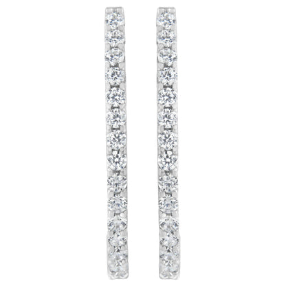 14K White Gold 2.0 Cttw Round Brilliant Cut Diamond Oblong Hinged Leverback Hoop Earrings (I-J Color, I1-I2 Clarity) Bids.com