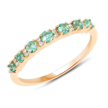 0.41 Carat Genuine Zambian Emerald and White Diamond 14K Yellow Gold Ring Bids.com
