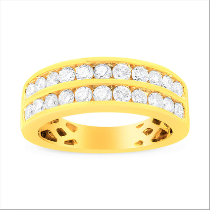 10K Yellow Gold Two-Row Diamond Band Ring (1 Cttw, J-K Color, I1-I2 Clarity) - Size 6 Bids.com