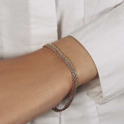 10k Tri-Toned Gold Multi-Strand Rope Chain Bracelet (6.35 mm) Bids.com