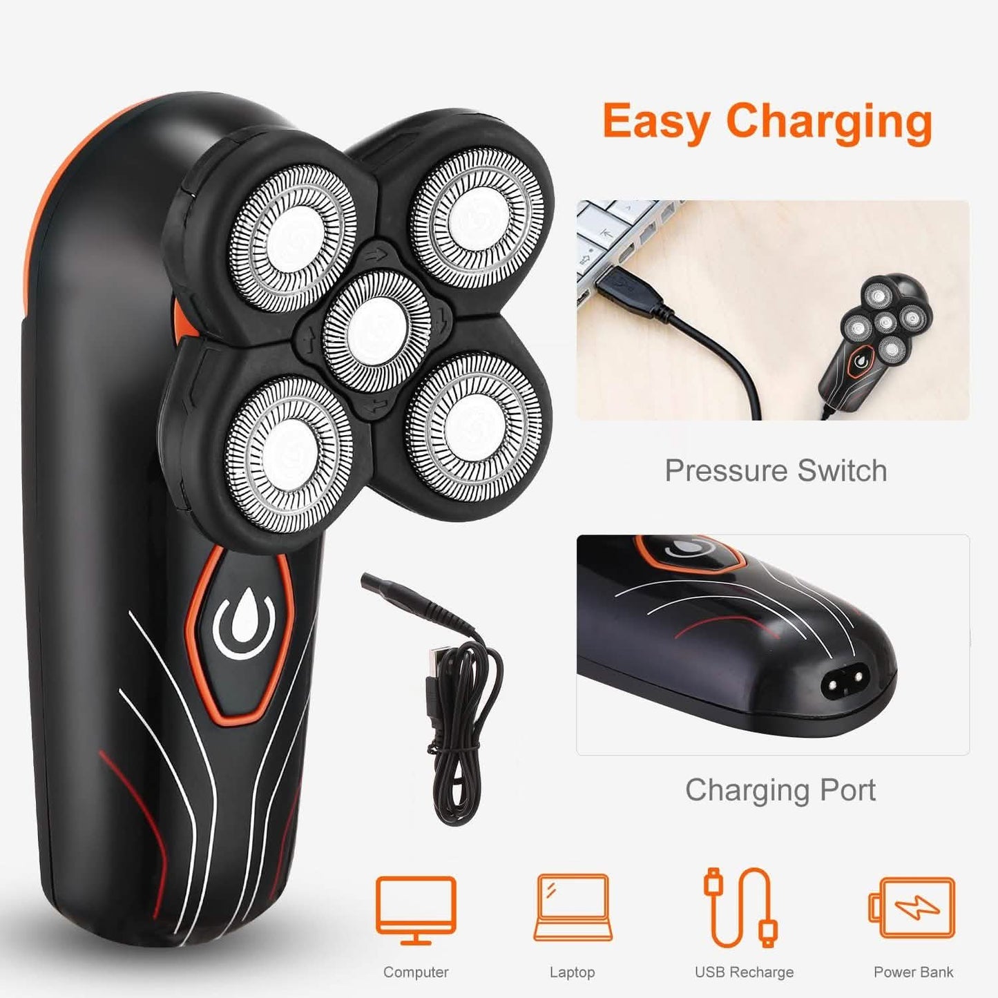 4D Electric Shavers Razor IPX7 Rechargeable Beard Trimmer DailySale