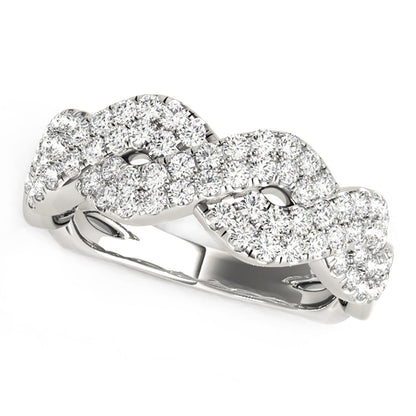 Diamond Studded Interlocking Waves Ring in 14k White Gold (5/8 cttw) Bids.com