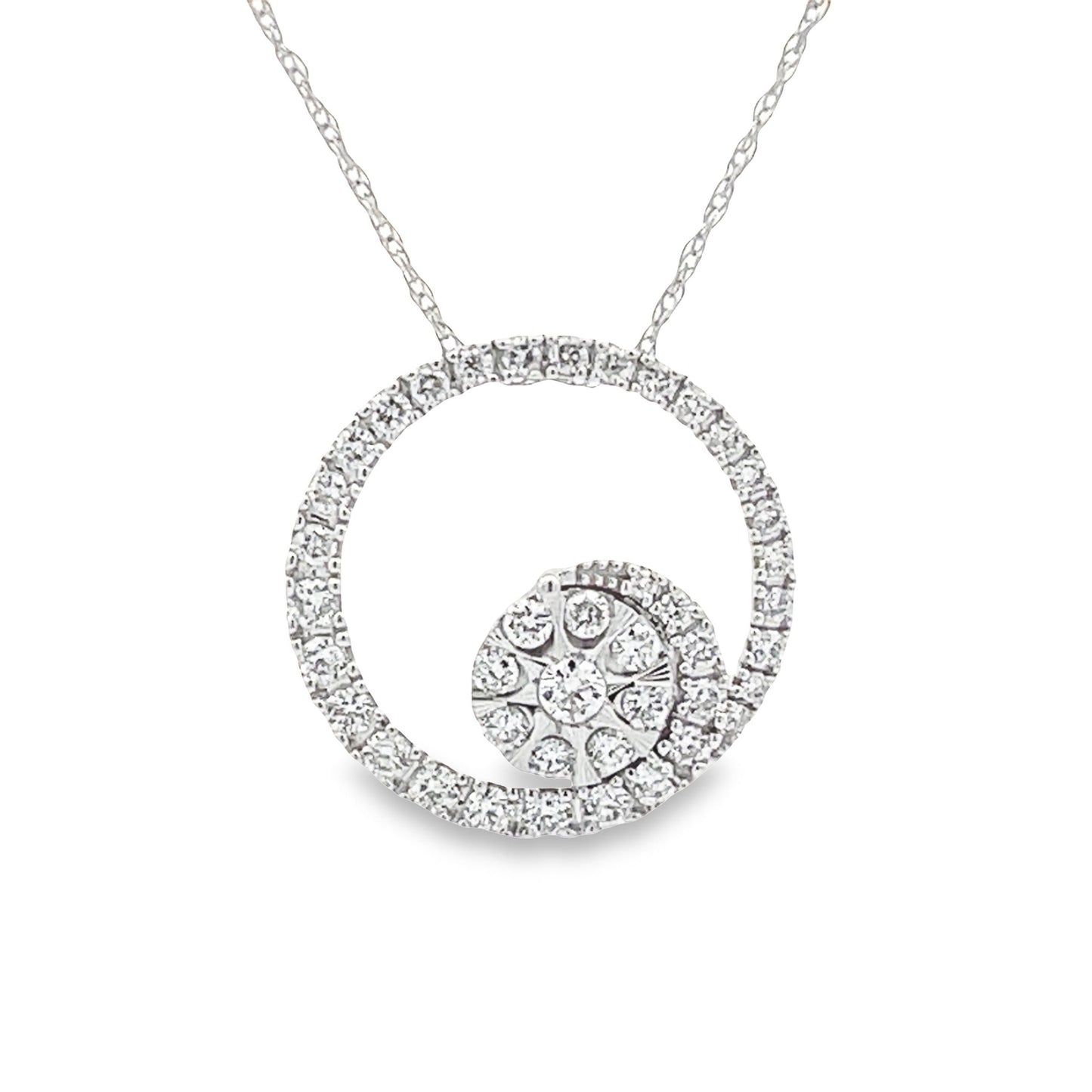 .50ct Diamond Circle of Love Pendant 14KT White Gold Bids.com