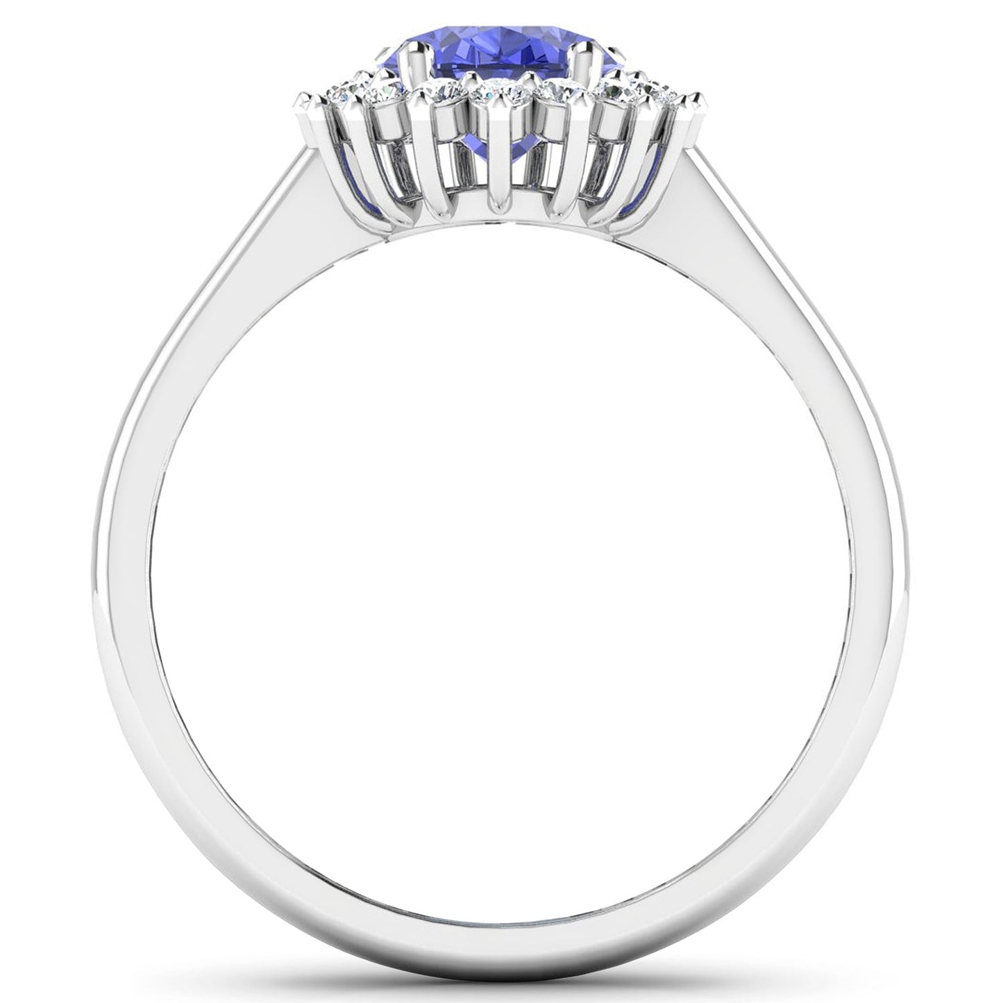 1.92 Carat Genuine Tanzanite and White Diamond 14K White Gold Ring Bids.com