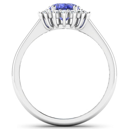 1.92 Carat Genuine Tanzanite and White Diamond 14K White Gold Ring Bids.com