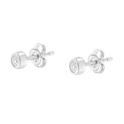 10K White Gold 0.15 Cttw Round Brilliant-Cut Near Colorless Diamond Bezel-Set Stud Earrings (H-I Color, I1-I2 Clarity) Bids.com