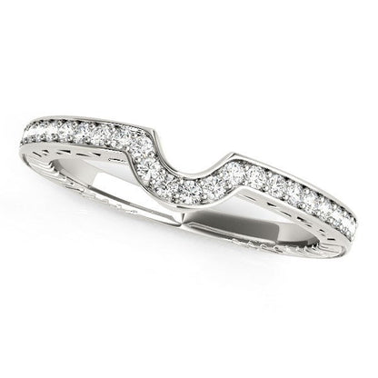 14k White Gold Prong Set Curved Wedding Band (1/8 cttw) Bids.com