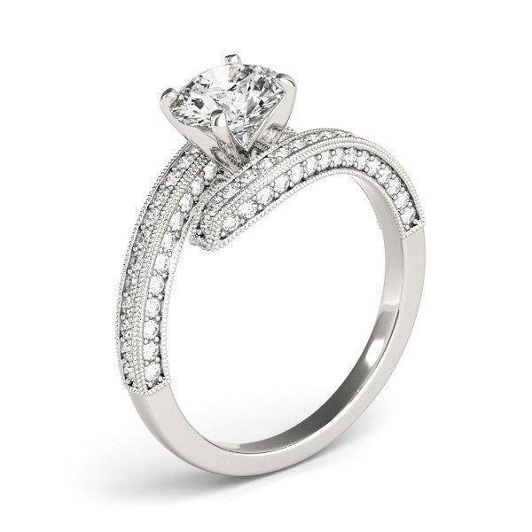14k White Gold Round Diamond Bypass Style Engagement Ring (1 1/2 cttw) Bids.com
