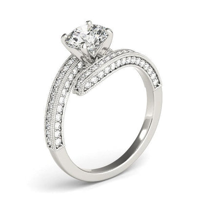 14k White Gold Round Diamond Bypass Style Engagement Ring (1 1/2 cttw) Bids.com