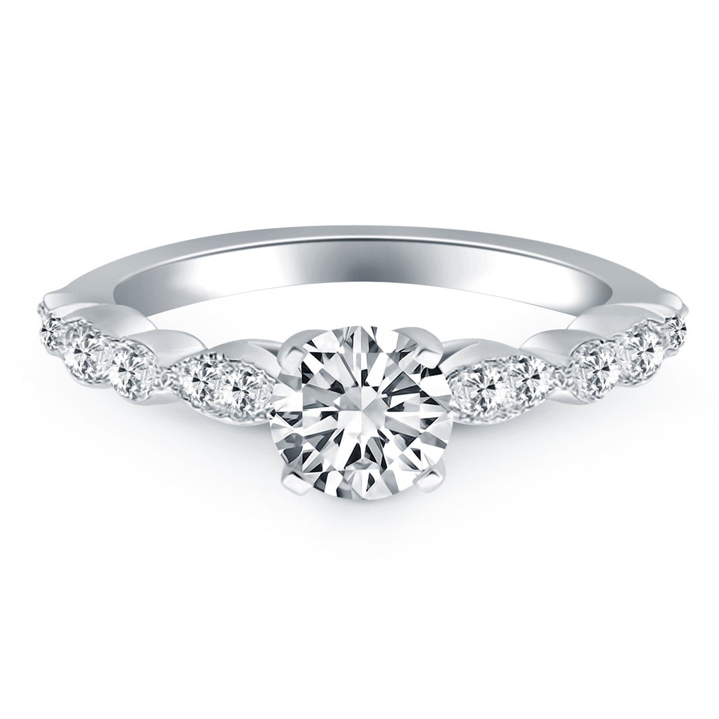 14k White Gold Fancy Shaped Diamond Engagement Ring Bids.com