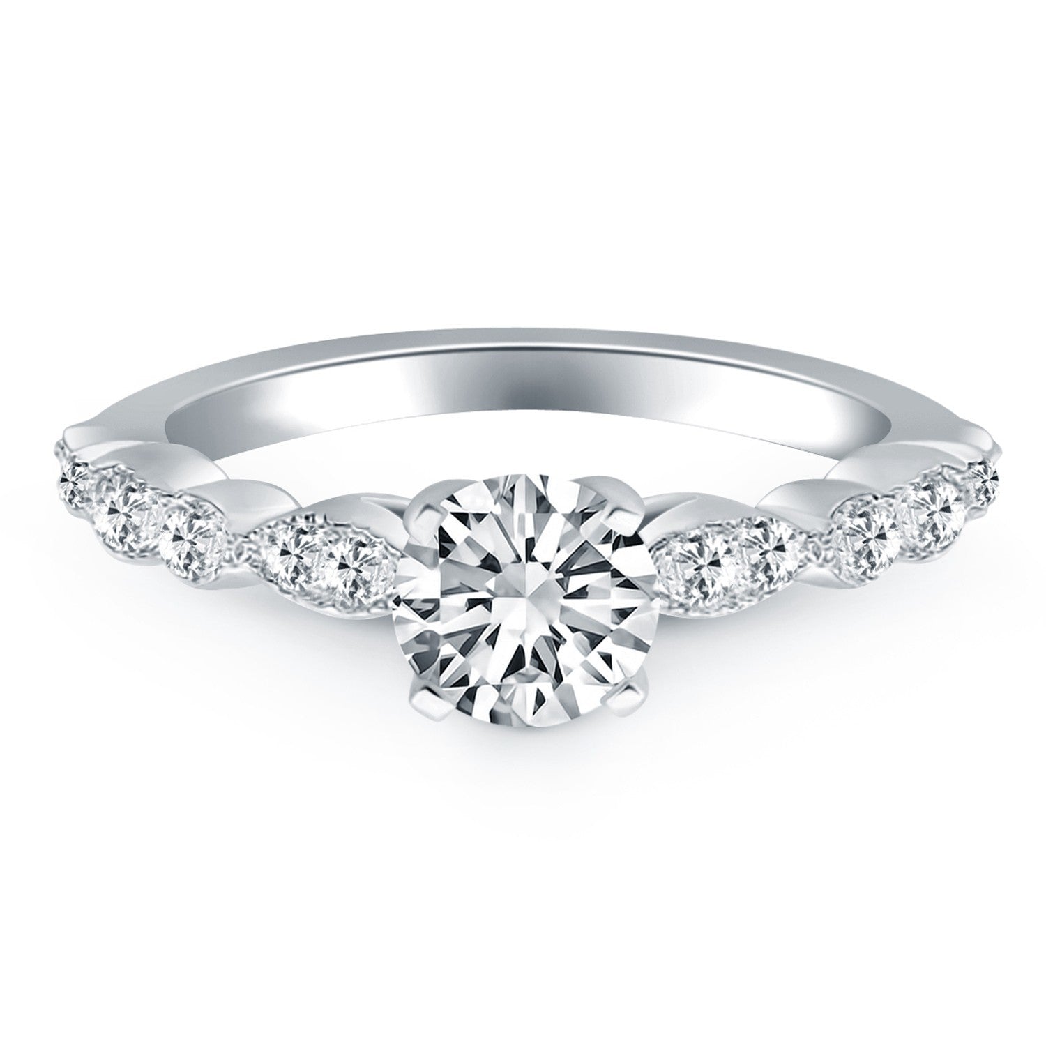 14k White Gold Fancy Shaped Diamond Engagement Ring Bids.com