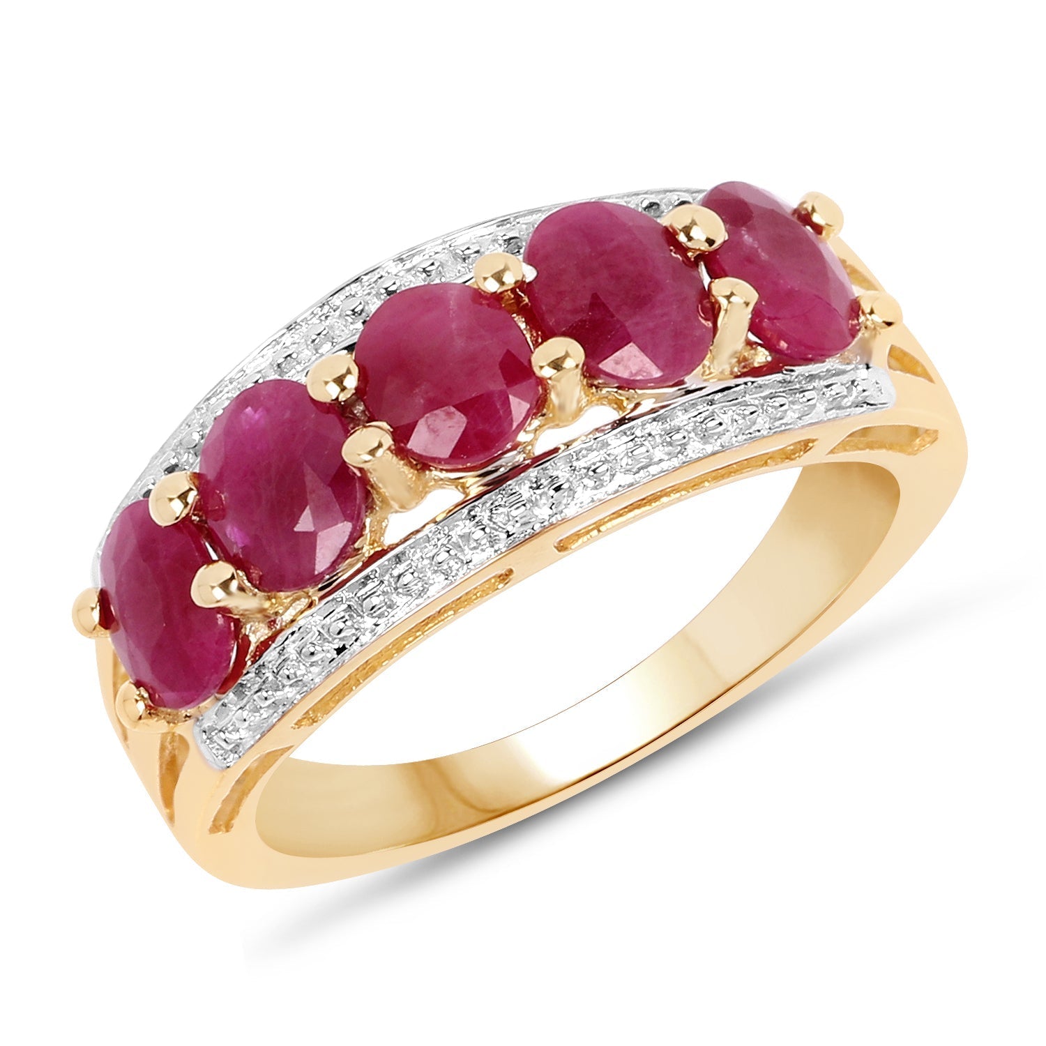 14K Yellow Gold Plated 1.90 Carat Genuine Ruby .925 Sterling Silver Ring Bids.com