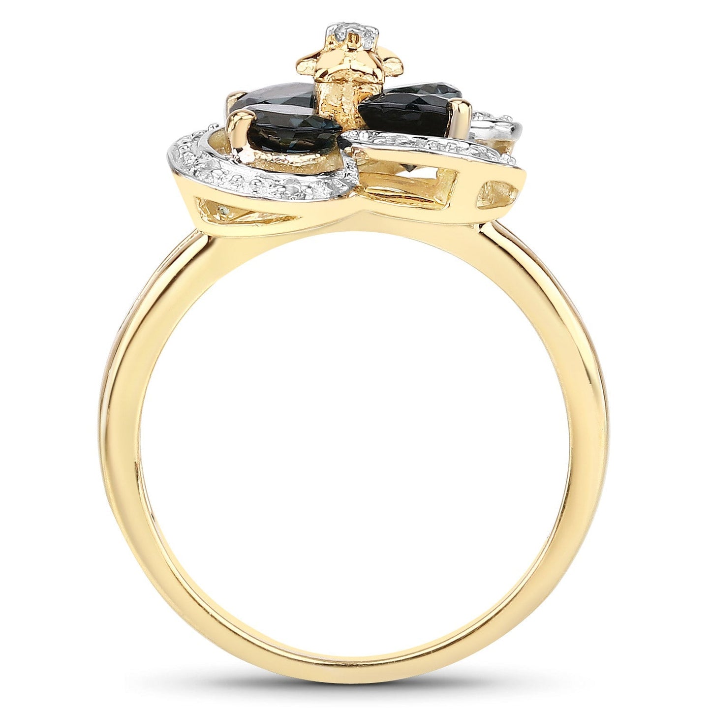 1.76 Carat Genuine London Blue Topaz and White Topaz .925 Sterling Silver Ring Bids.com
