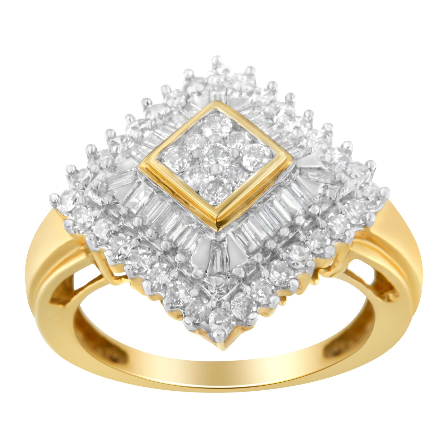 10K Yellow Gold Diamond Ballerina Ring (1 Cttw, I-J Color, I1-I2 Clarity) - Size 7 Bids.com