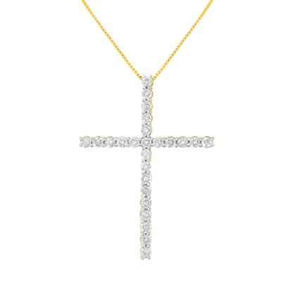 .925 Sterling Silver 2 1/2 cttw Diamond Cross Pendant Necklace (H-I, I2-I3) Bids.com
