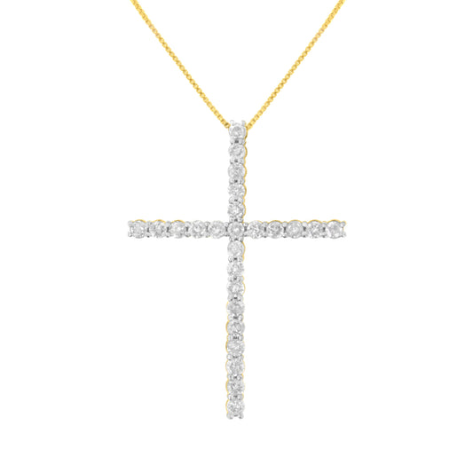.925 Sterling Silver 2 1/2 cttw Diamond Cross Pendant Necklace (H-I, I2-I3) Bids.com