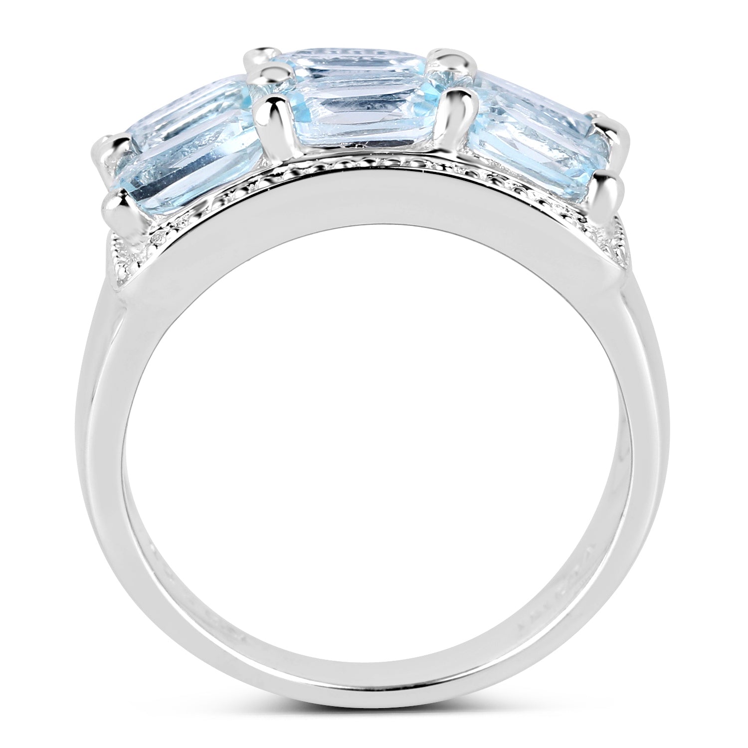 3.60 Carat Genuine Blue Topaz .925 Sterling Silver Ring Bids.com