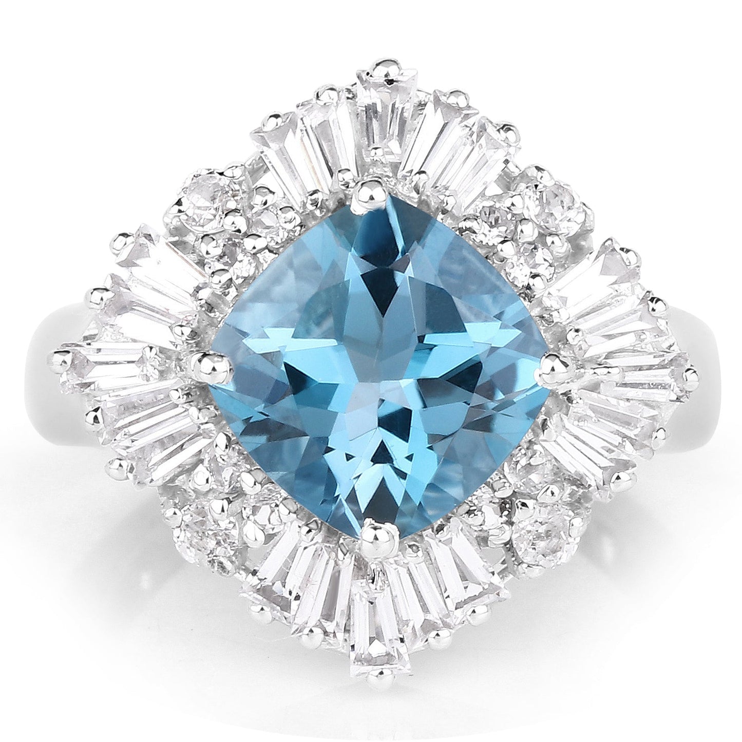 5.19 Carat Genuine London Blue Topaz & White Topaz .925 Sterling Silver Ring Bids.com