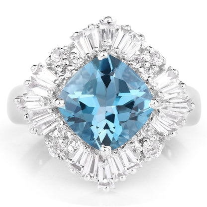 5.19 Carat Genuine London Blue Topaz & White Topaz .925 Sterling Silver Ring Bids.com