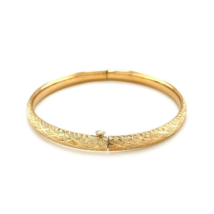 14k Yellow Gold Diamond Cut Design Dome Motif Children's Bangle Bids.com