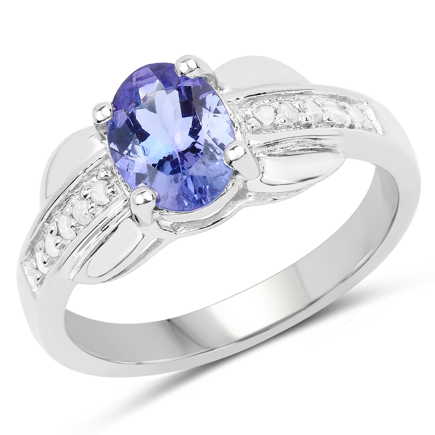 1.27 Carat Genuine Tanzanite and White Diamond .925 Sterling Silver Ring Bids.com
