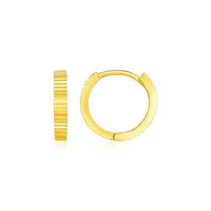 14k Yellow Gold Petite Round Hoop Earrings with Straight Texture Bids.com