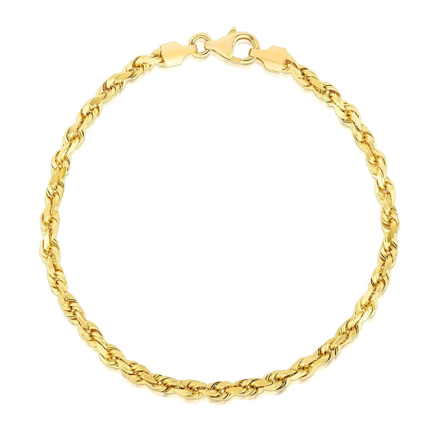 4.0mm 14k Yellow Gold Solid Diamond Cut Rope Bracelet Bids.com