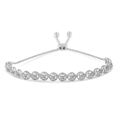 .925 Sterling Silver 1/4 cttw Round-cut Diamond Bolo Bracelet (I-J Color, I3 Clarity) Bids.com