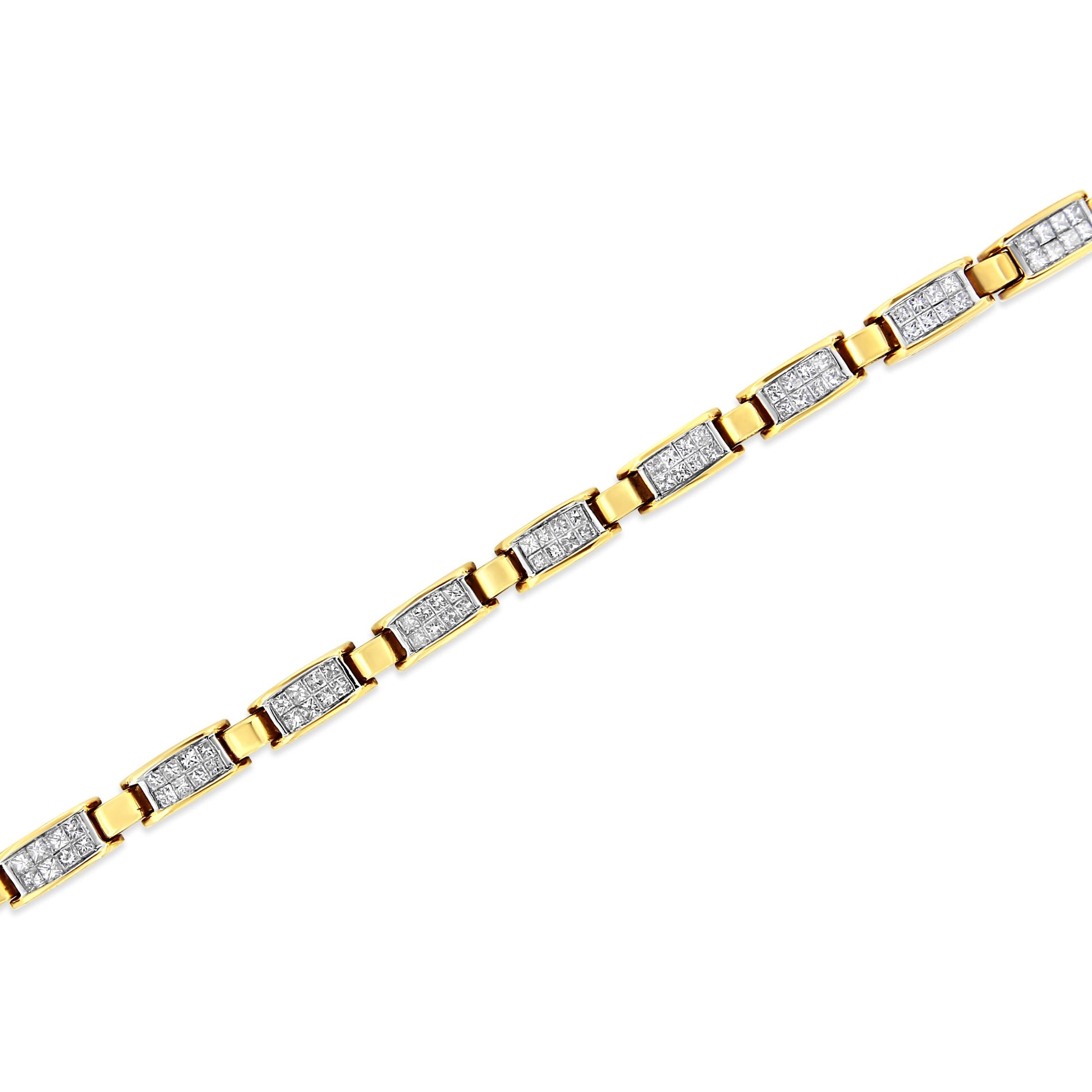 14K Yellow Gold 2 1/2 Cttw Princess-Cut Diamond Link Tennis Bracelet (H-I Color, SI2-I1 Clarity) - 7.25" Bids.com