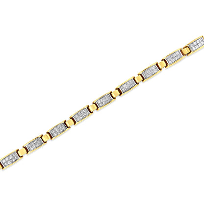 14K Yellow Gold 2 1/2 Cttw Princess-Cut Diamond Link Tennis Bracelet (H-I Color, SI2-I1 Clarity) - 7.25" Bids.com