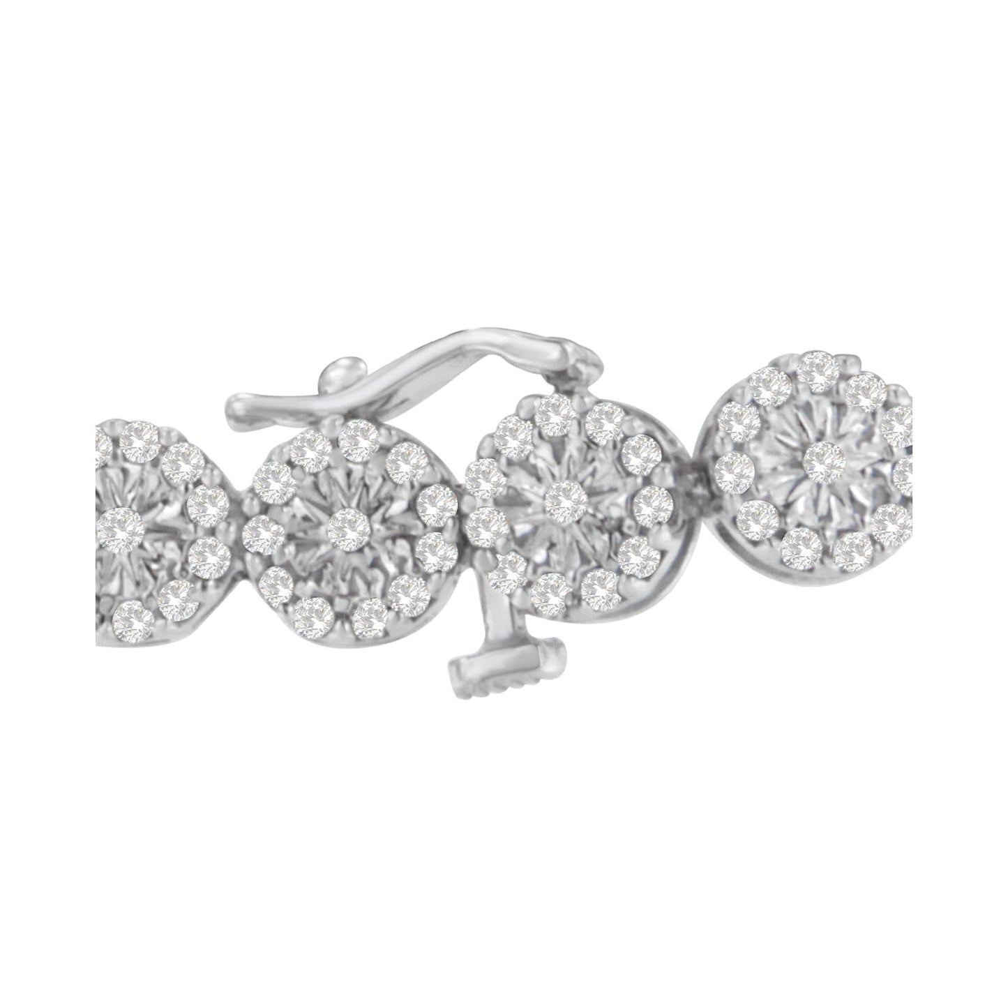 14K White Gold 2.00 Cttw Diamond Halo Link Tennis Bracelet (H-I Color, I1-I2 Clarity) - 7" Inches Bids.com