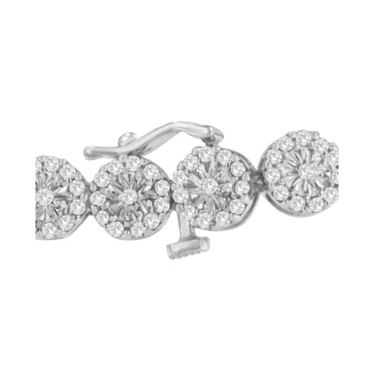 14K White Gold 2.00 Cttw Diamond Halo Link Tennis Bracelet (H-I Color, I1-I2 Clarity) - 7" Inches Bids.com