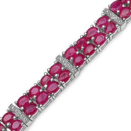 16.77 Carat Genuine Glass Filled Ruby & White Topaz .925 Sterling Silver Bracelet Bids.com