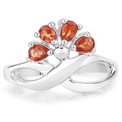 1.68 Carat Genuine Orange Sapphire .925 Sterling Silver Ring Bids.com