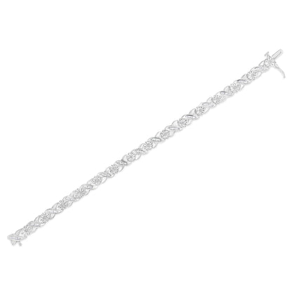 .925 Sterling Silver 1.0 Cttw Round-Brilliant and Baguette Cut Diamond Miracle-Set X-Link 7" Tennis Bracelet (I-J Color, I2-I3 Clarity) Bids.com