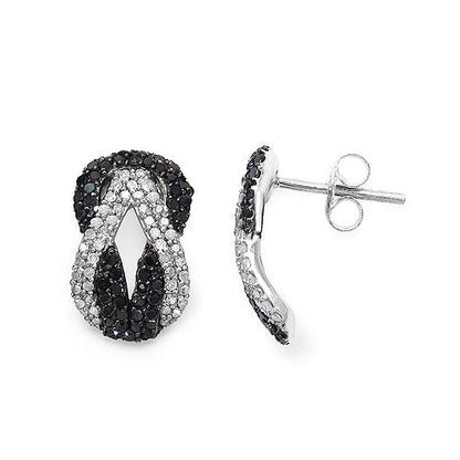 1.05 Carat Genuine Black Diamond & White Diamond .925 Sterling Silver Earrings Bids.com