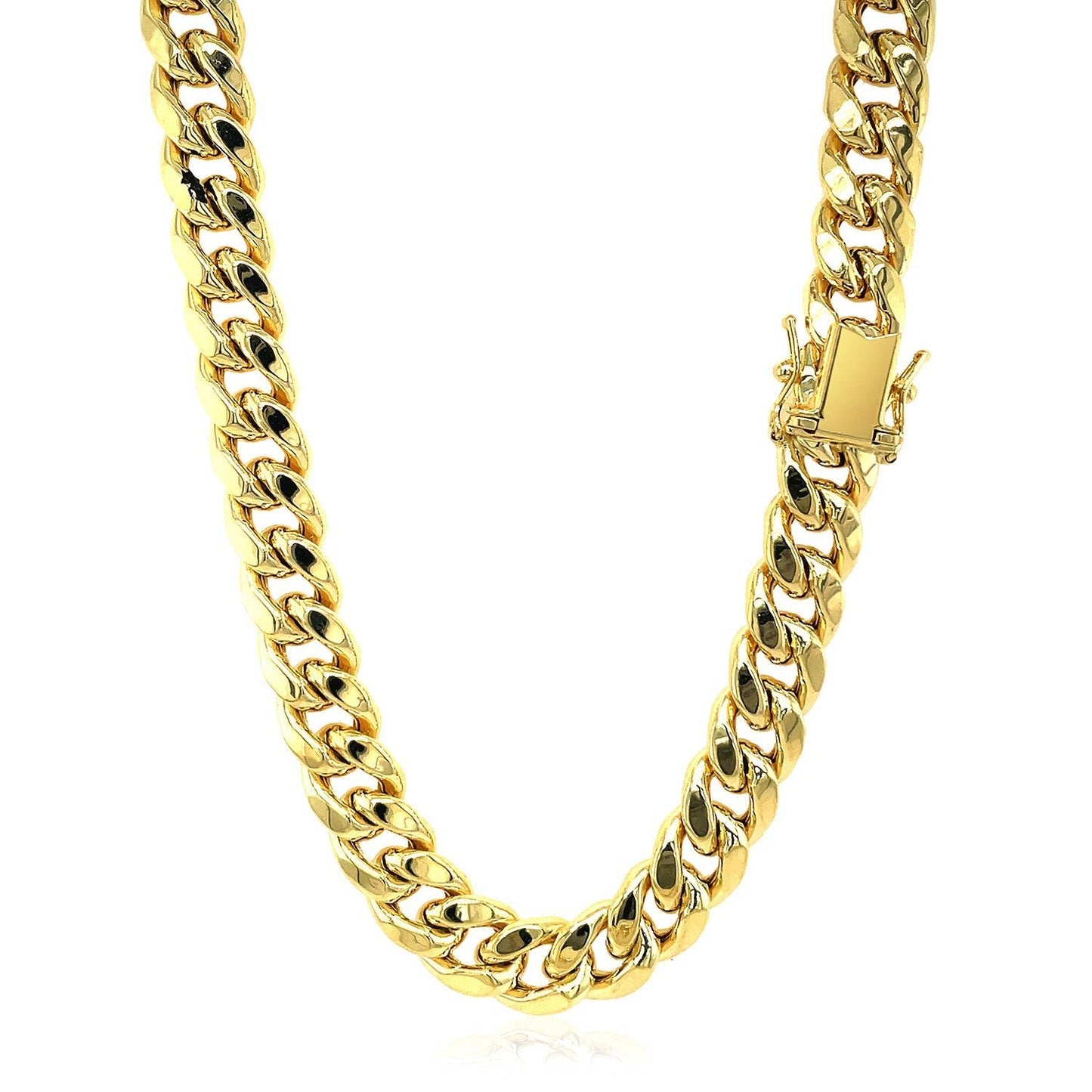 9.15mm 10k Yellow Gold Semi Solid Miami Cuban Chain Bids.com