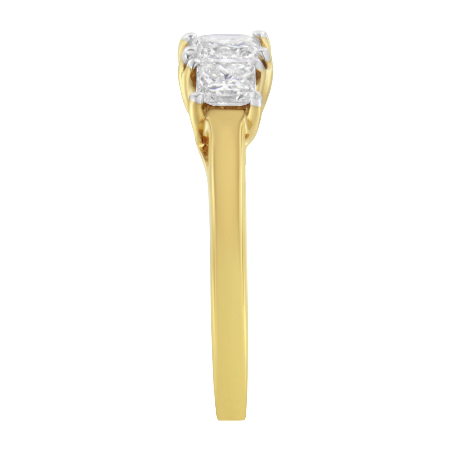 10K Yellow Gold Princess-Cut Diamond Three Stone Band Ring (1 Cttw, J-K Color, I1-I2 Clarity) - Size 6 Bids.com