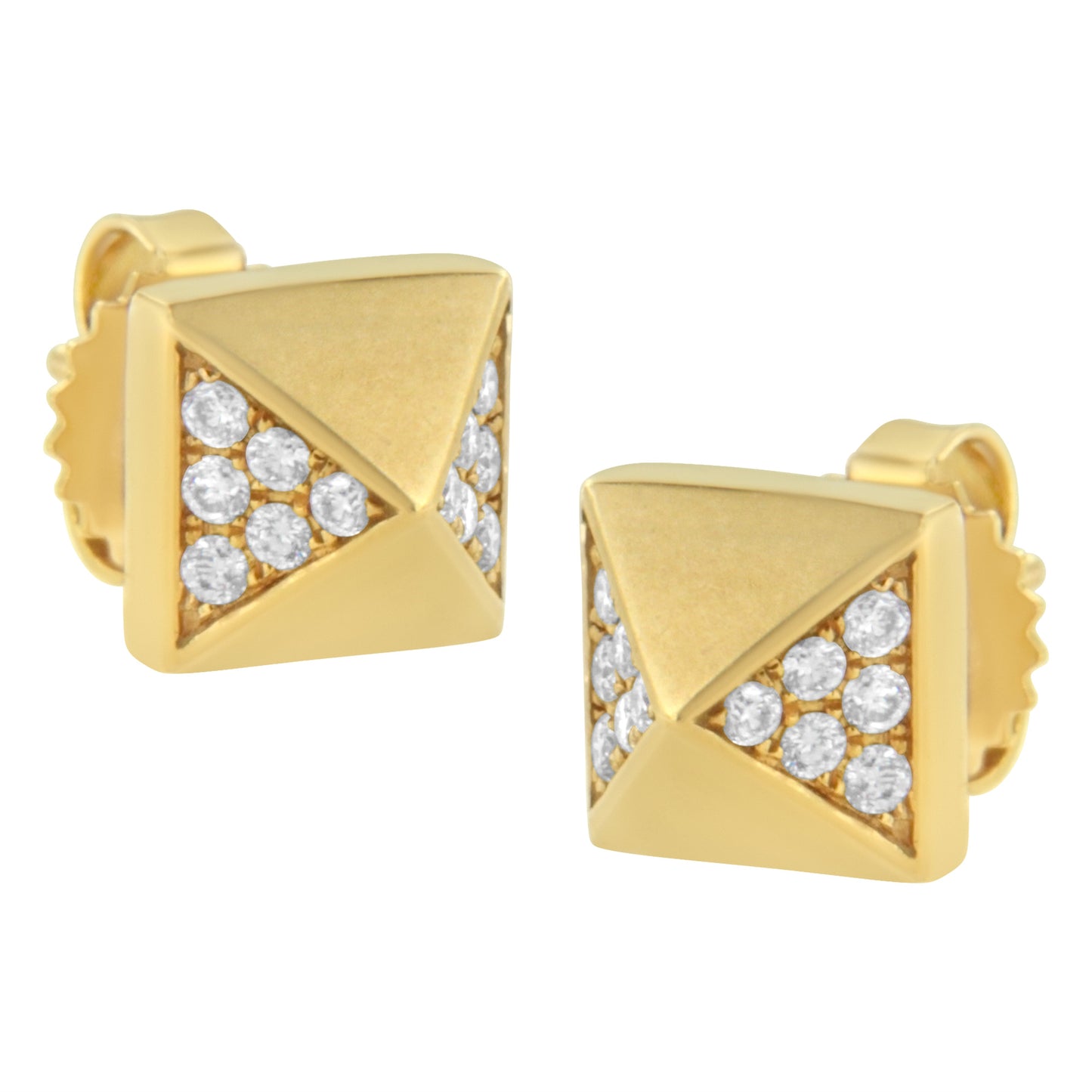 14K Yellow Gold 1/4 Cttw Diamond Pyramid Stud Earring (G-H Color, SI1-SI2 Clarity) Bids.com