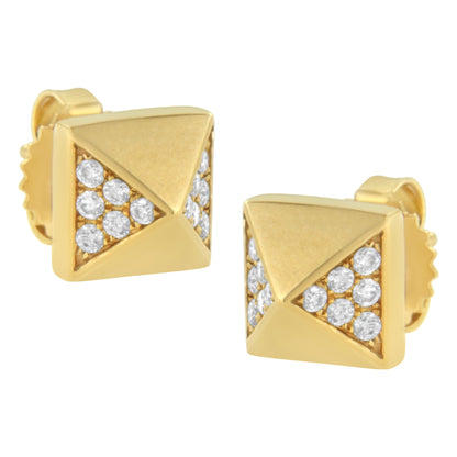 14K Yellow Gold 1/4 Cttw Diamond Pyramid Stud Earring (G-H Color, SI1-SI2 Clarity) Bids.com