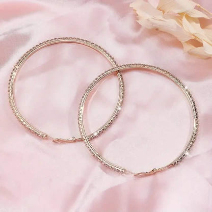 Women's Rhinestone Hoop Earrings – Large Stainless Steel Bling Hoops DailySale