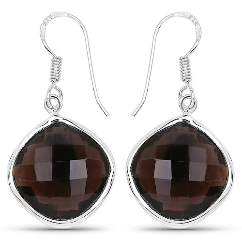 22.80 Carat Genuine Smoky Quartz .925 Sterling Silver Earrings Bids.com