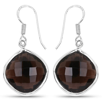 22.80 Carat Genuine Smoky Quartz .925 Sterling Silver Earrings Bids.com