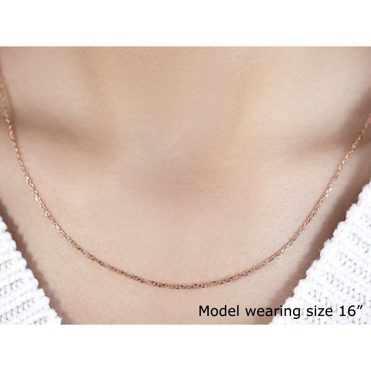 14k Rose Gold Diamond Cut Cable Link Chain 1.3mm Bids.com